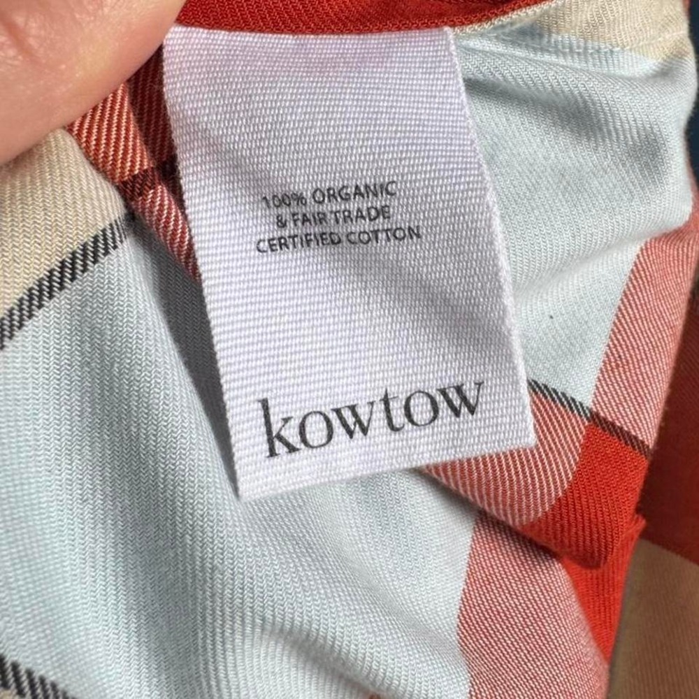 Kowtow Theatre Midi Dress Women's Size XL Plaid Reversible 100% Organic Cotton - Picture 5 of 8